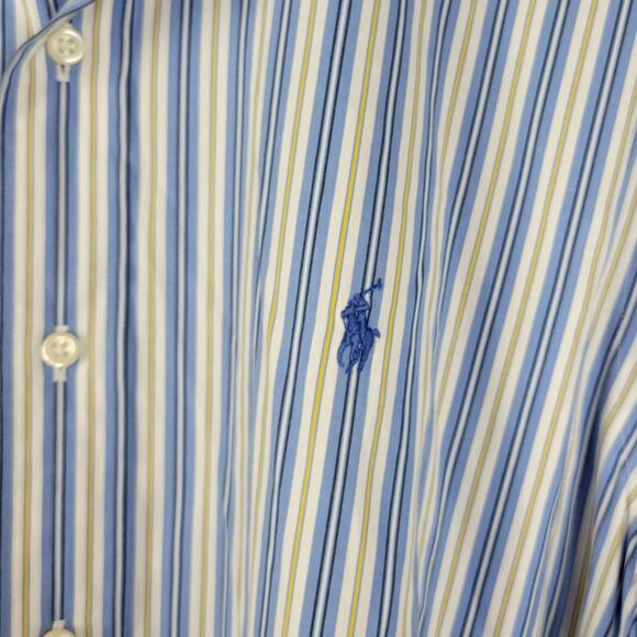 POLO Ralph Lauren Stanton Classic Fit Mens Shirt Size L Blue Striped Button Down - Picture 7 of 10